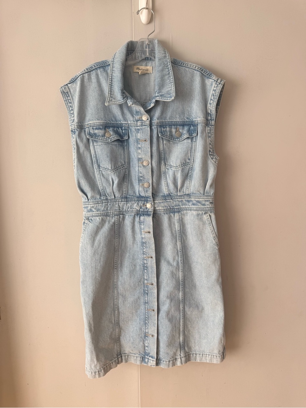 Madewell Denim Cap-Sleeve Shirtdress in Aquino Wash 100% Cotton - Picture 3 of 8